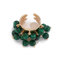 Missy Jewelry - Jaylynn Beaded Tassel Statement Ring - Malachite Bead Ring Color