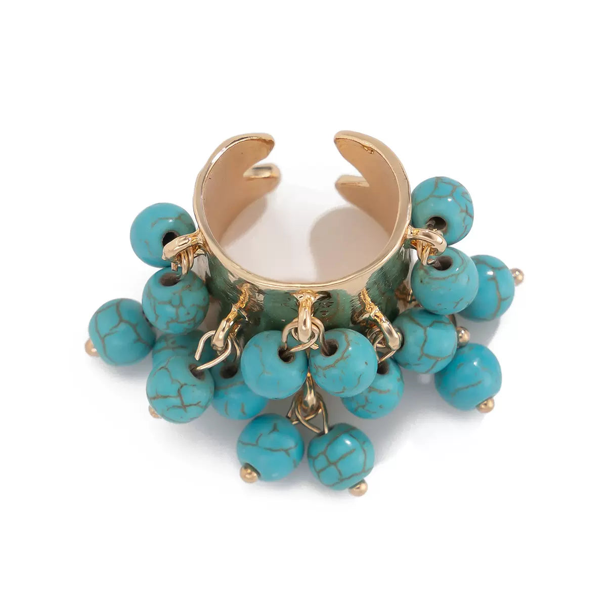 Missy Jewelry - Jaylynn Beaded Tassel Statement Ring - Turquoise Bead Ring Color