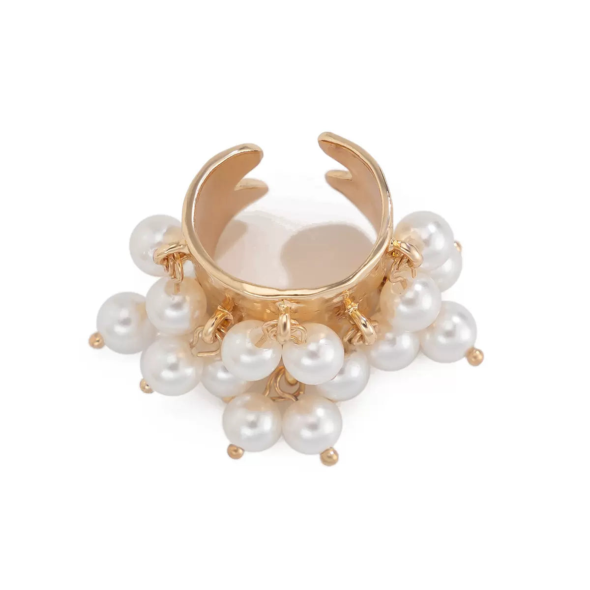 Missy Jewelry - Jaylynn Beaded Tassel Statement Ring - Pearl Bead Ring Color