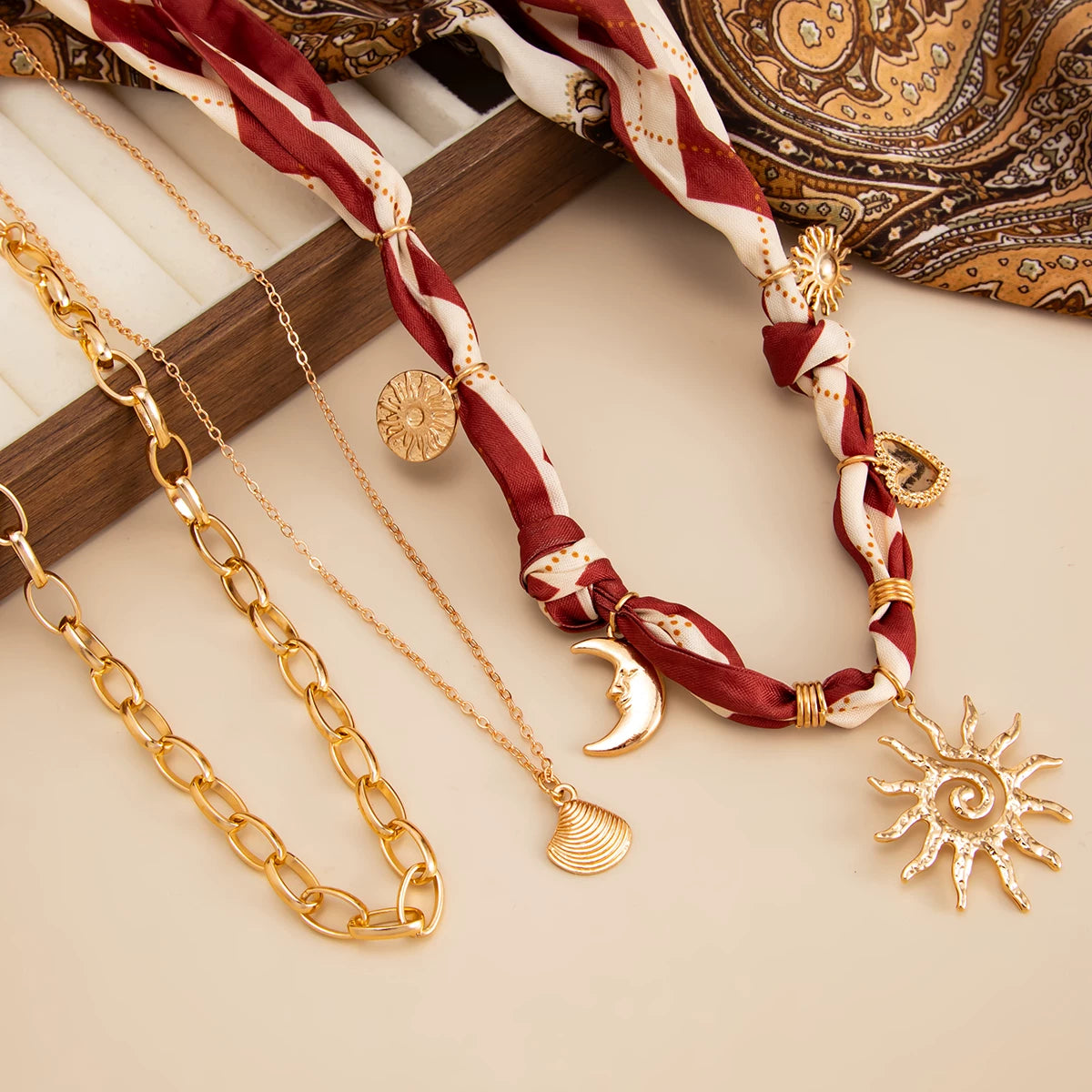 Missy Jewelry - Kamari Scarf and Charm Necklace Set