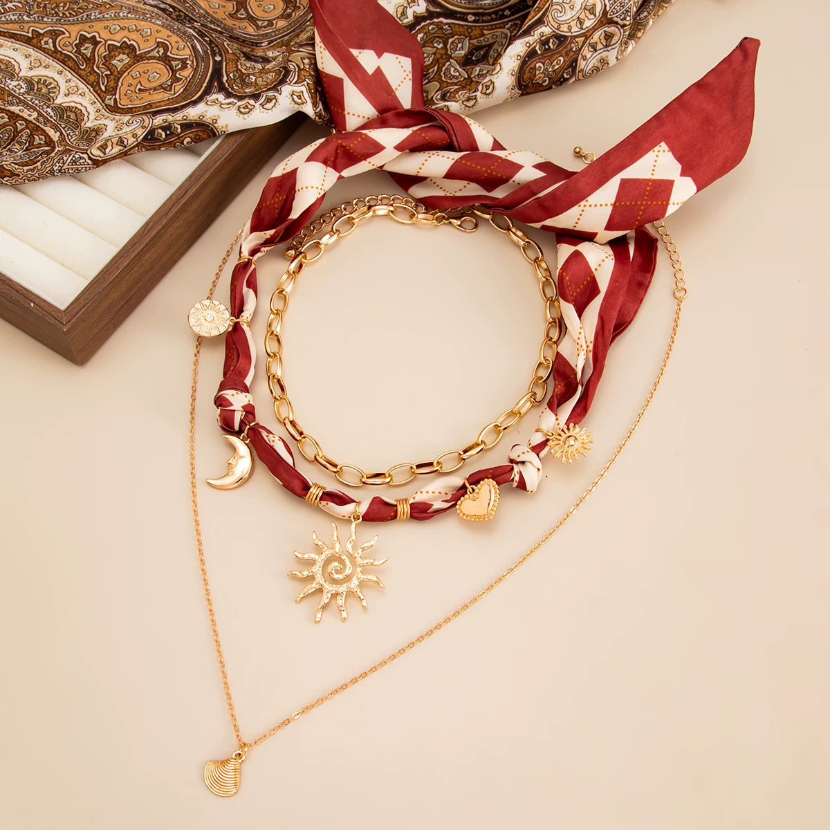 Missy Jewelry - Kamari Scarf and Charm Necklace Set