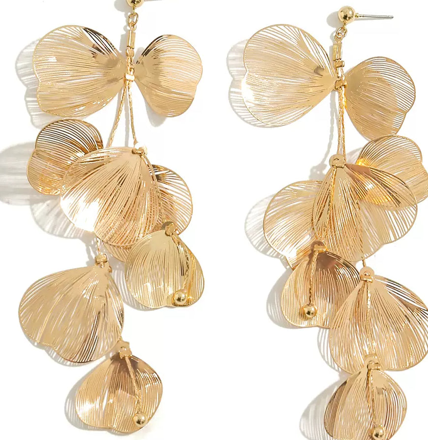 Missy Jewelry - Karmen Ginkgo Leaf Tassel Necklace - Gold Stud Earrings Color