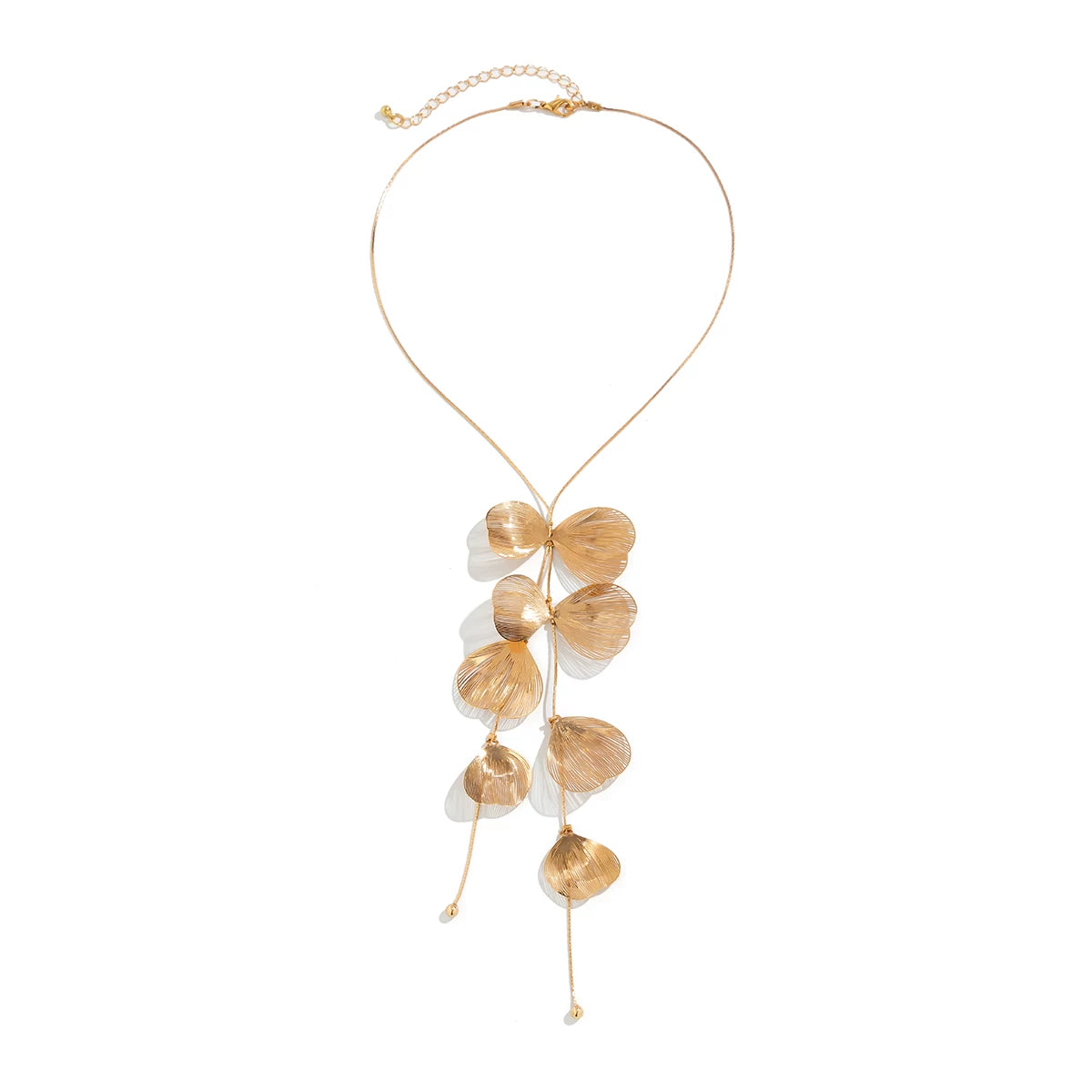 Missy Jewelry - Karmen Ginkgo Leaf Tassel Necklace - Gold Necklace Color