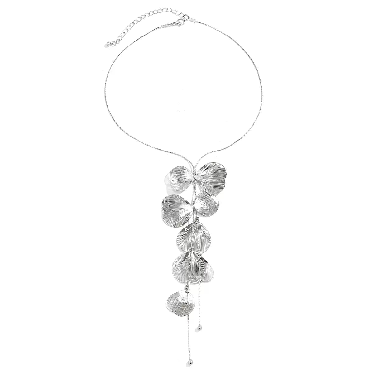Missy Jewelry - Karmen Ginkgo Leaf Tassel Necklace - Silver Necklace Color
