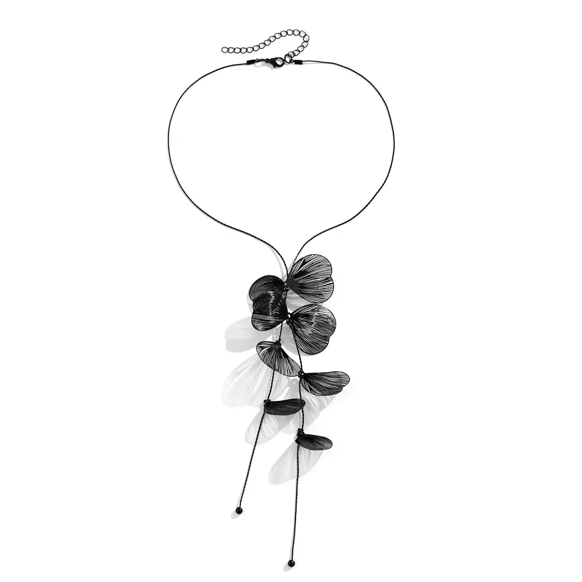 Missy Jewelry - Karmen Ginkgo Leaf Tassel Necklace - Black Necklace Color