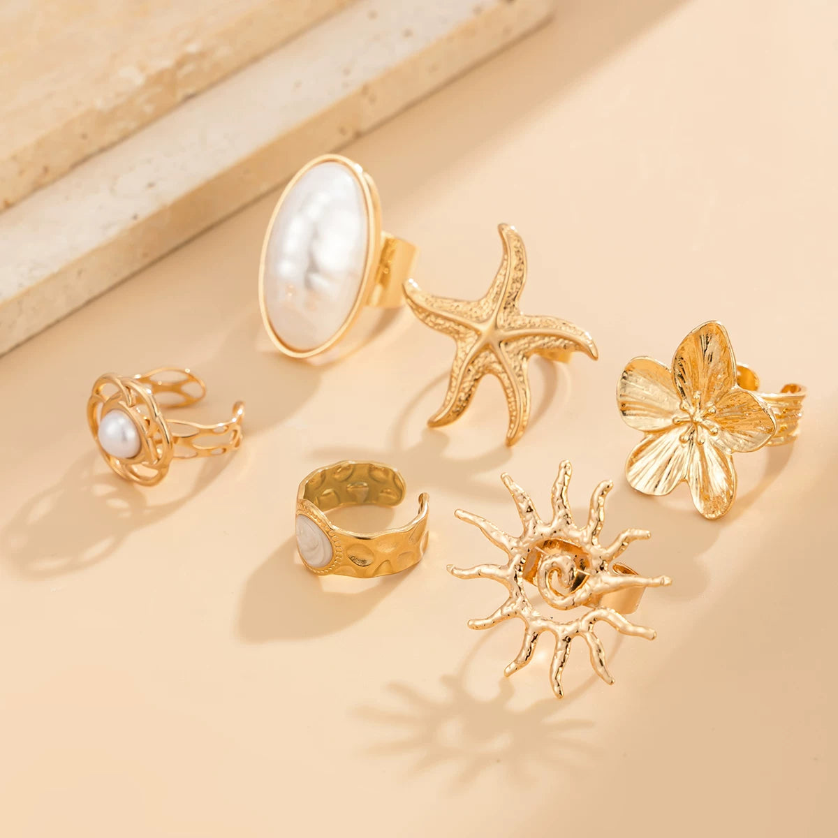Missy Jewelry - Kaycee Bohemian Sun Pearl Ring Set