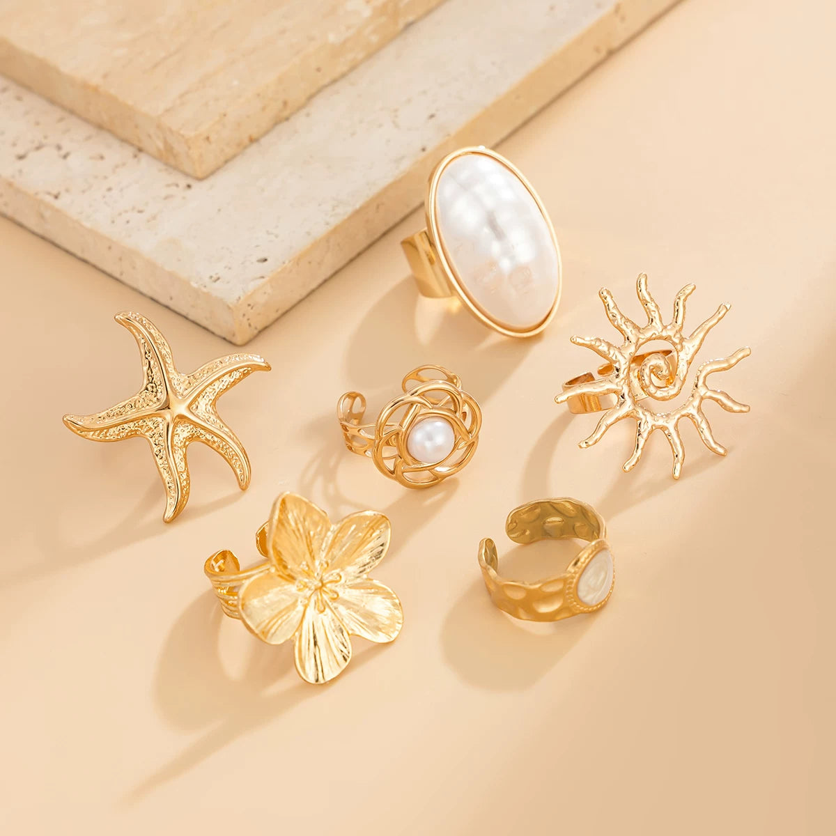 Missy Jewelry - Kaycee Bohemian Sun Pearl Ring Set