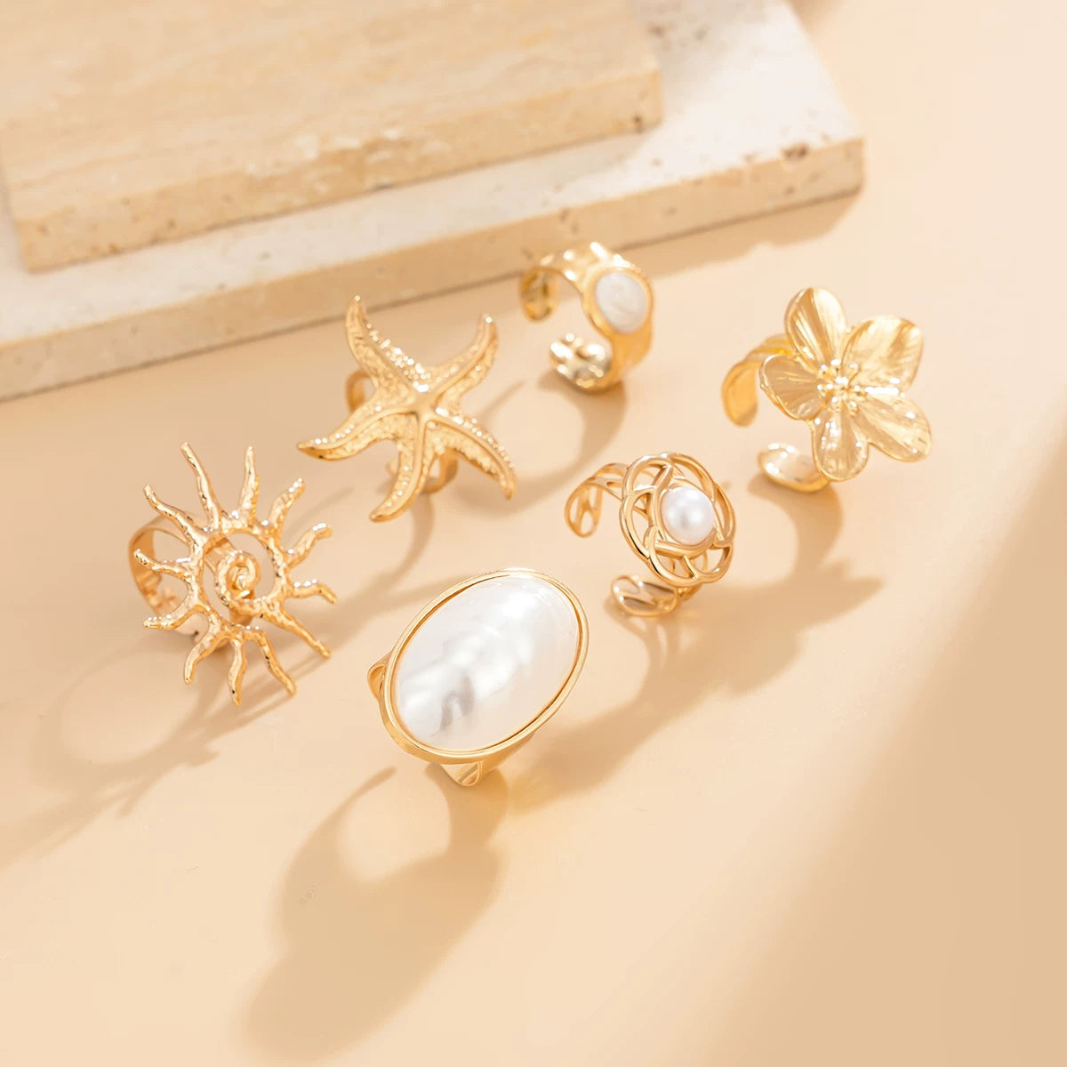 Missy Jewelry - Kaycee Bohemian Sun Pearl Ring Set