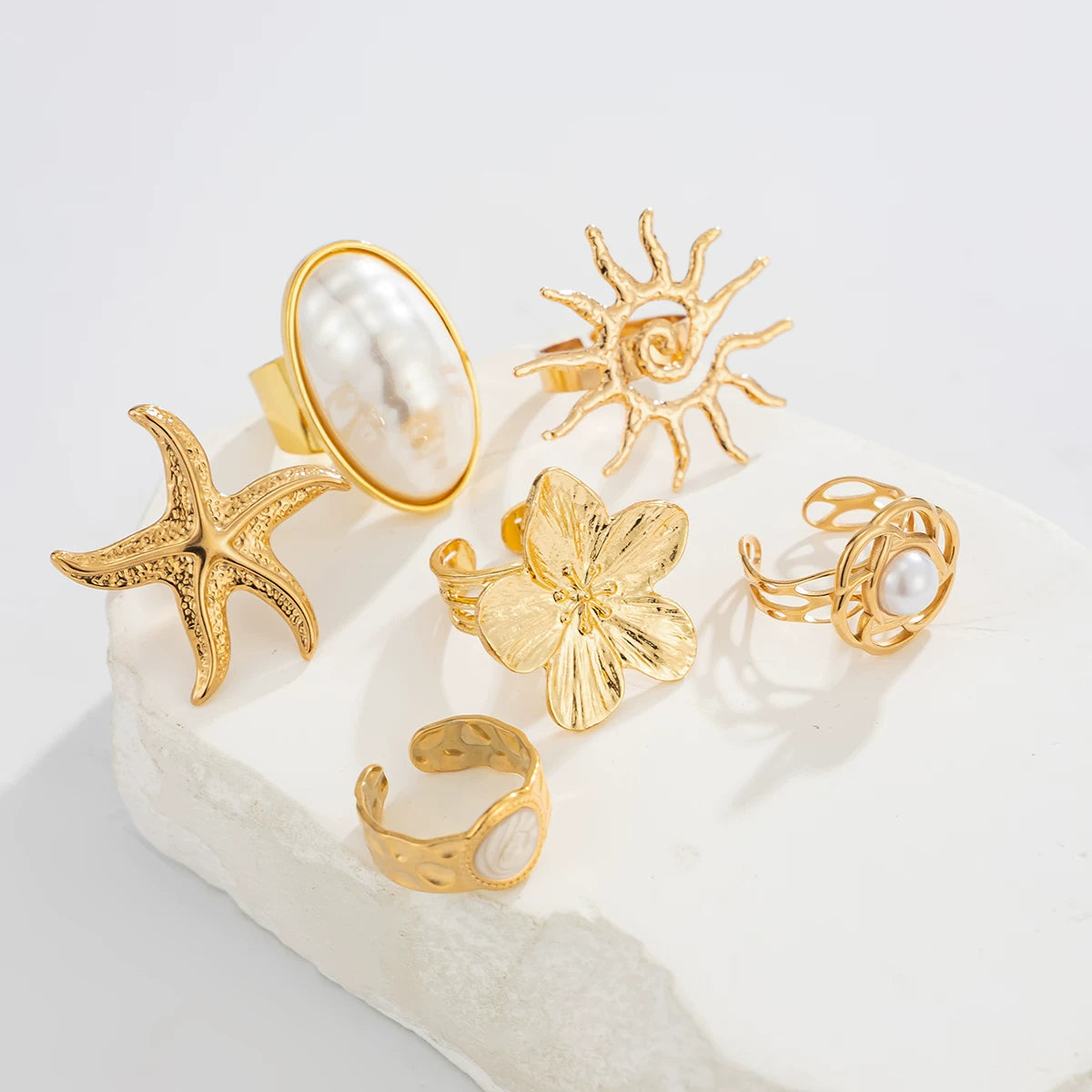 Missy Jewelry - Kaycee Bohemian Sun Pearl Ring Set