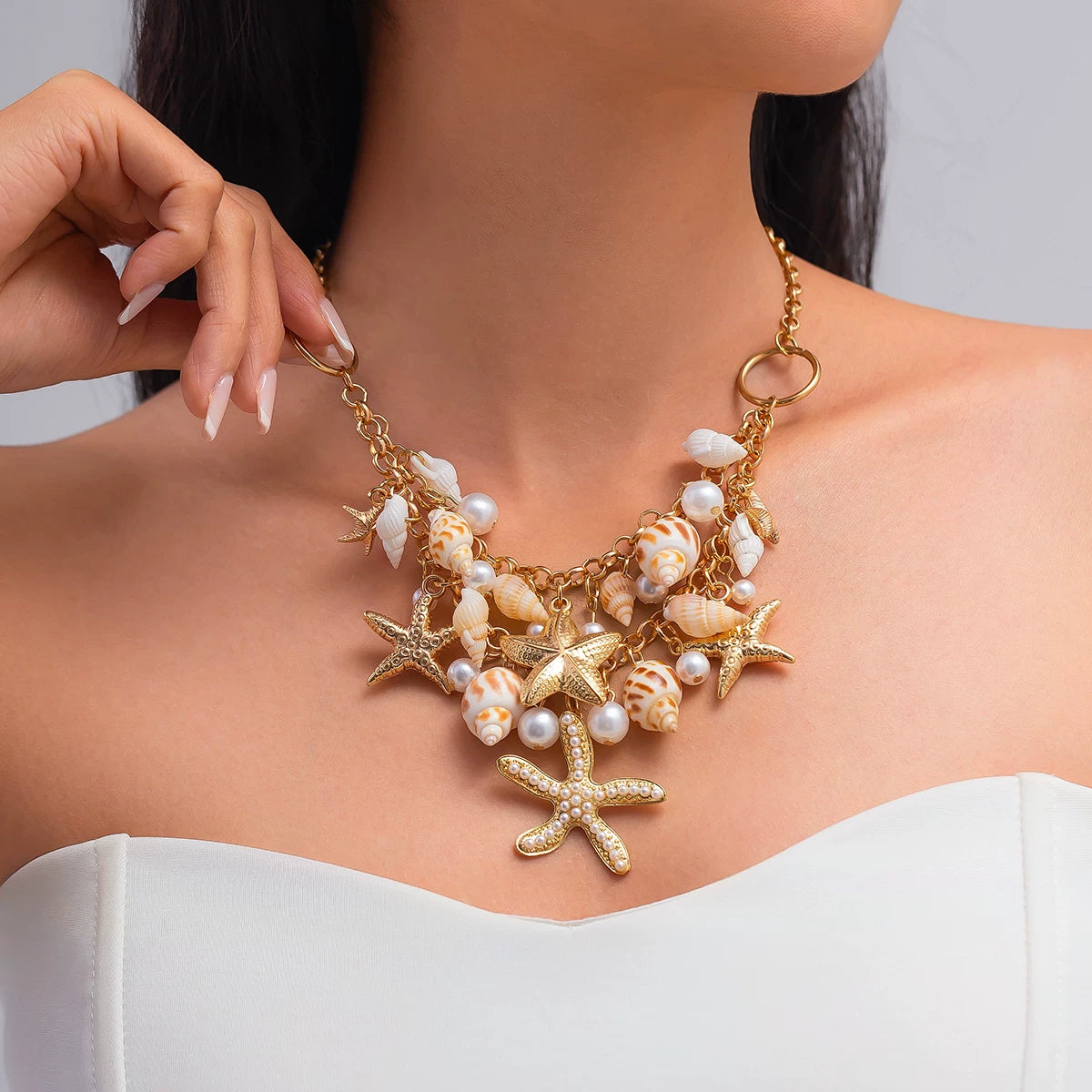 Missy Jewelry - Kaylea Starfish and Shell Statement Necklace
