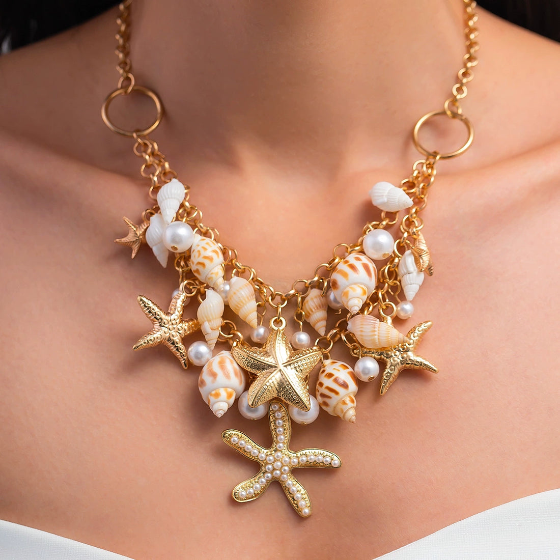 Missy Jewelry - Kaylea Starfish and Shell Statement Necklace