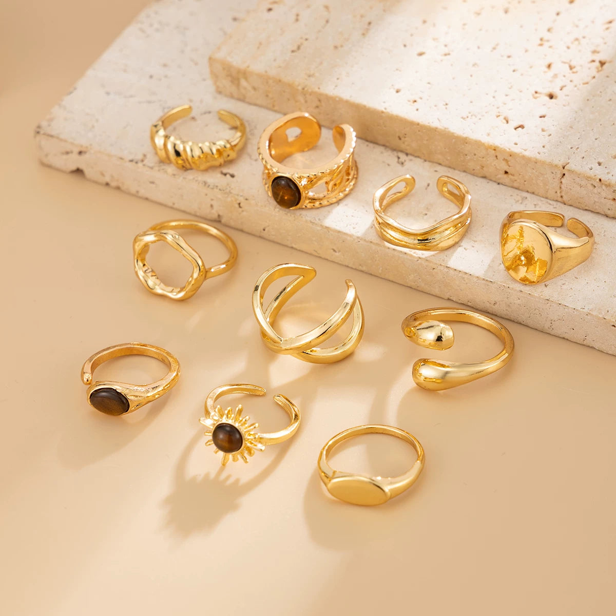 Missy Jewelry - Keanna Retro Geometric Ring Set