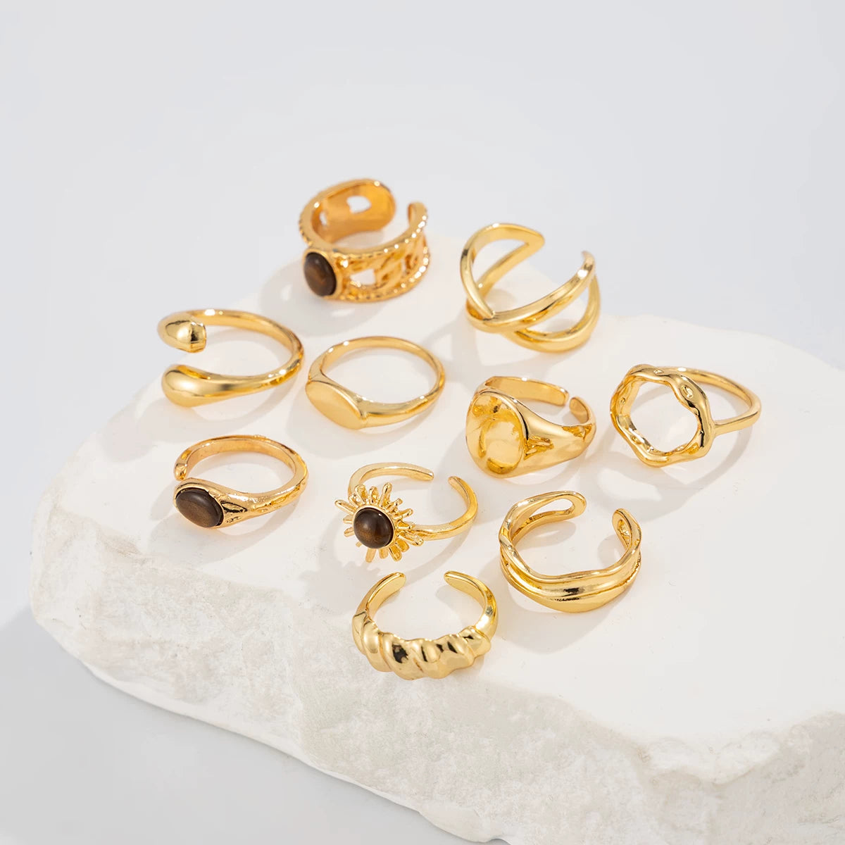 Missy Jewelry - Keanna Retro Geometric Ring Set