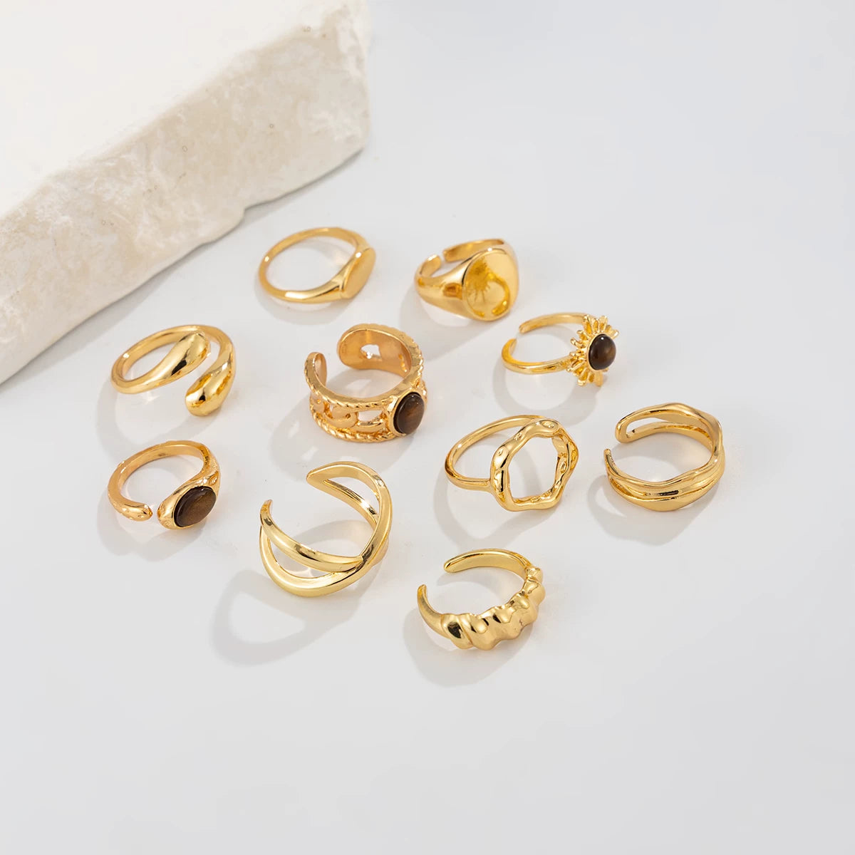 Missy Jewelry - Keanna Retro Geometric Ring Set