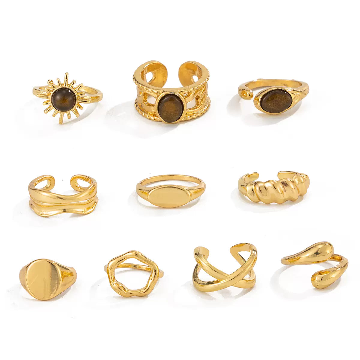 Missy Jewelry - Keanna Retro Geometric Ring Set