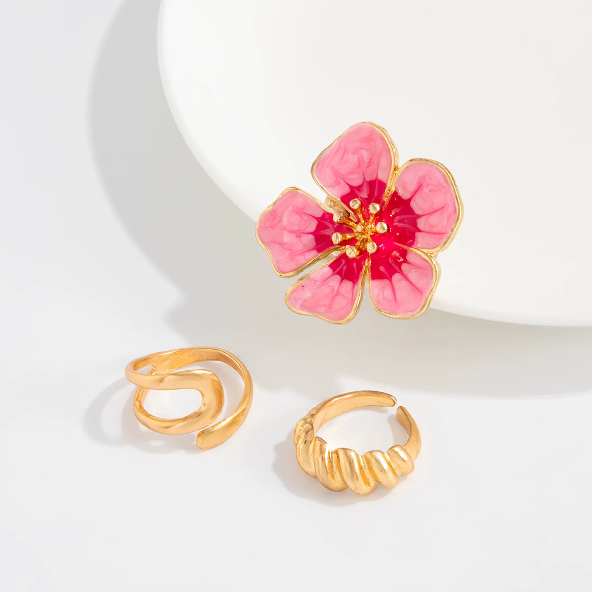 Missy Jewelry - Kendyll Floral Gold Toe Ring Set