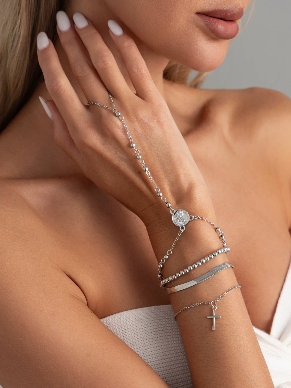 Missy Jewelry - Kimora Layered Cross Bracelet Set