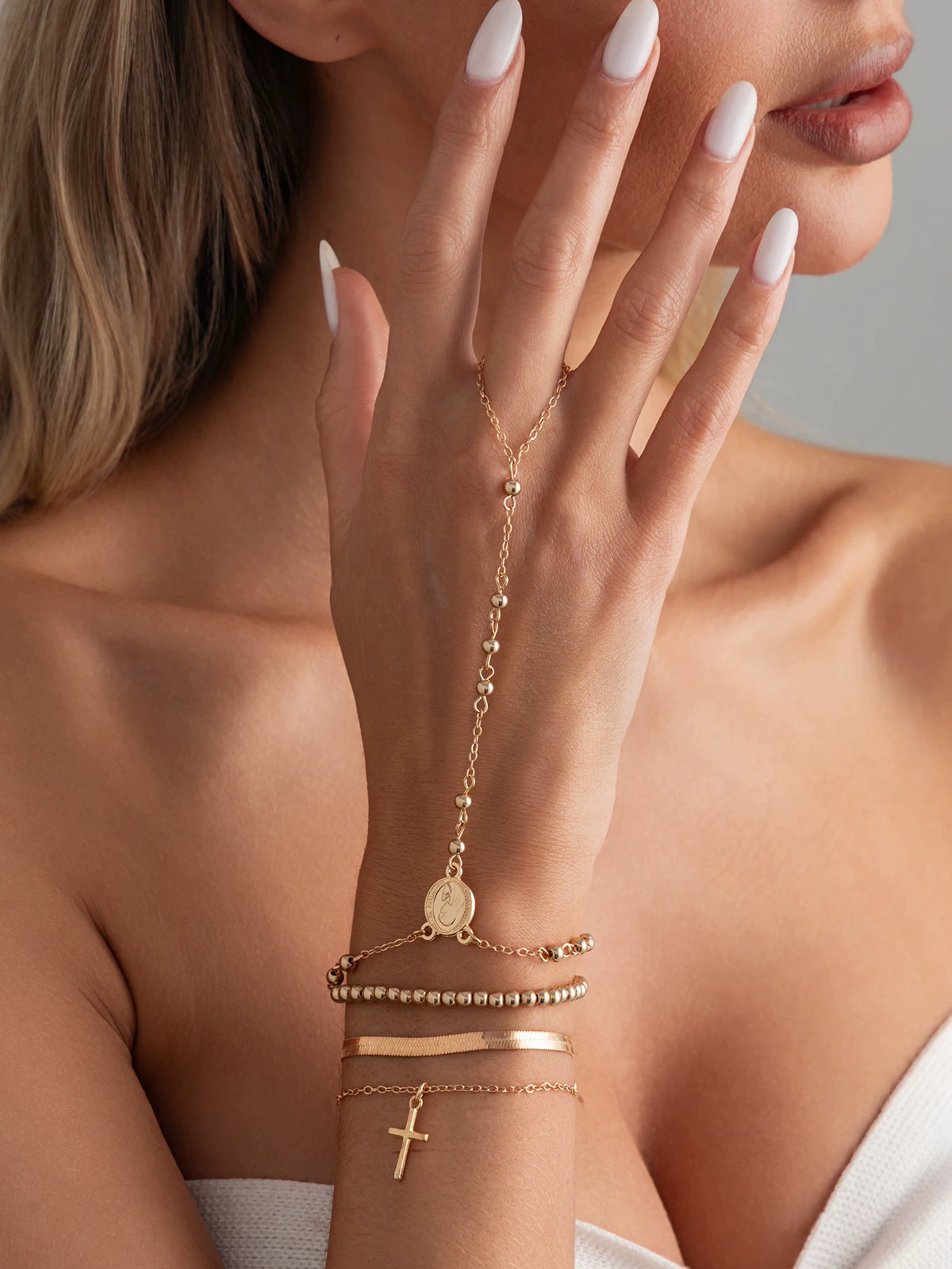 Missy Jewelry - Kimora Layered Cross Bracelet Set