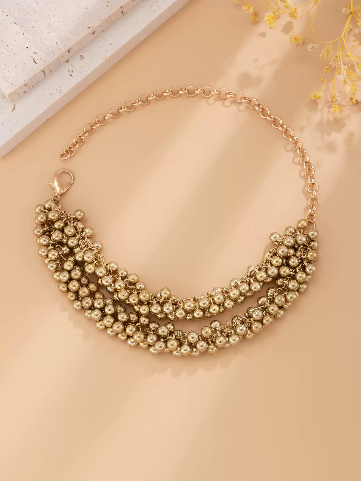 Missy Jewelry - Kristine Double Layer Beaded Necklace - Gold Color