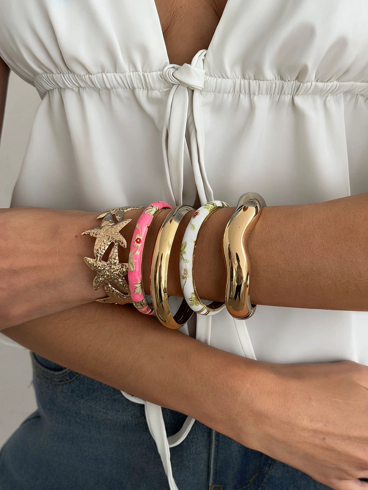 Missy Jewelry - Kynlie Floral Enamel Stacking Bangle