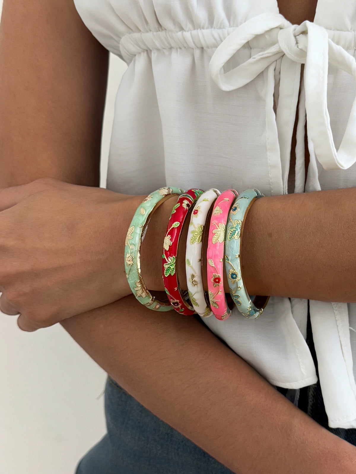 Missy Jewelry - Kynlie Floral Enamel Stacking Bangle