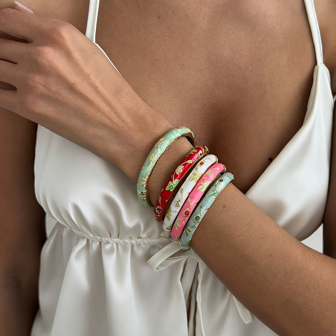 Missy Jewelry - Kynlie Floral Enamel Stacking Bangle