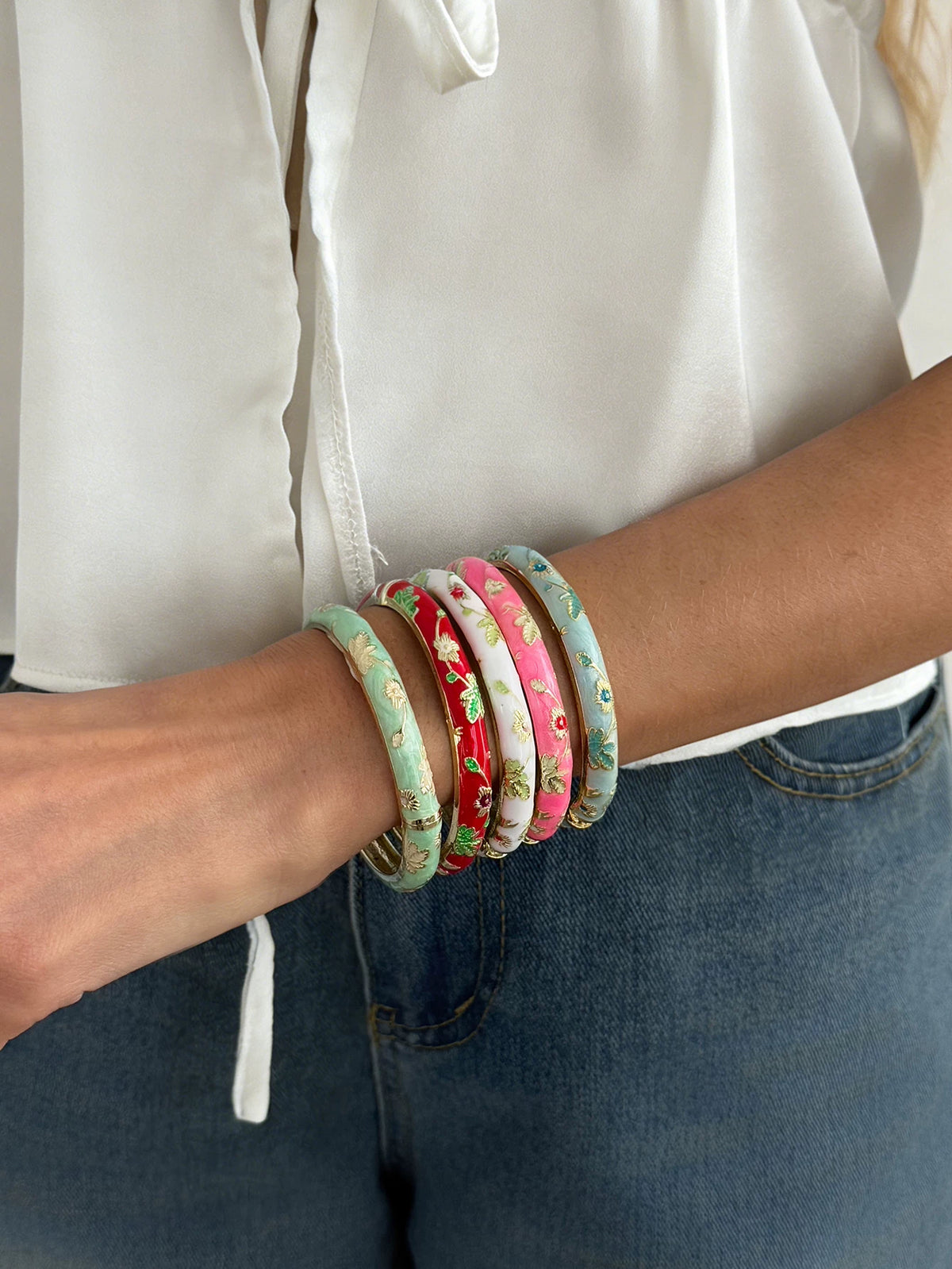 Missy Jewelry - Kynlie Floral Enamel Stacking Bangle