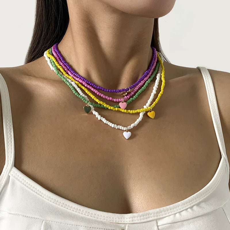 Missy Jewelry - Lianny Beaded Heart Pendant Necklace