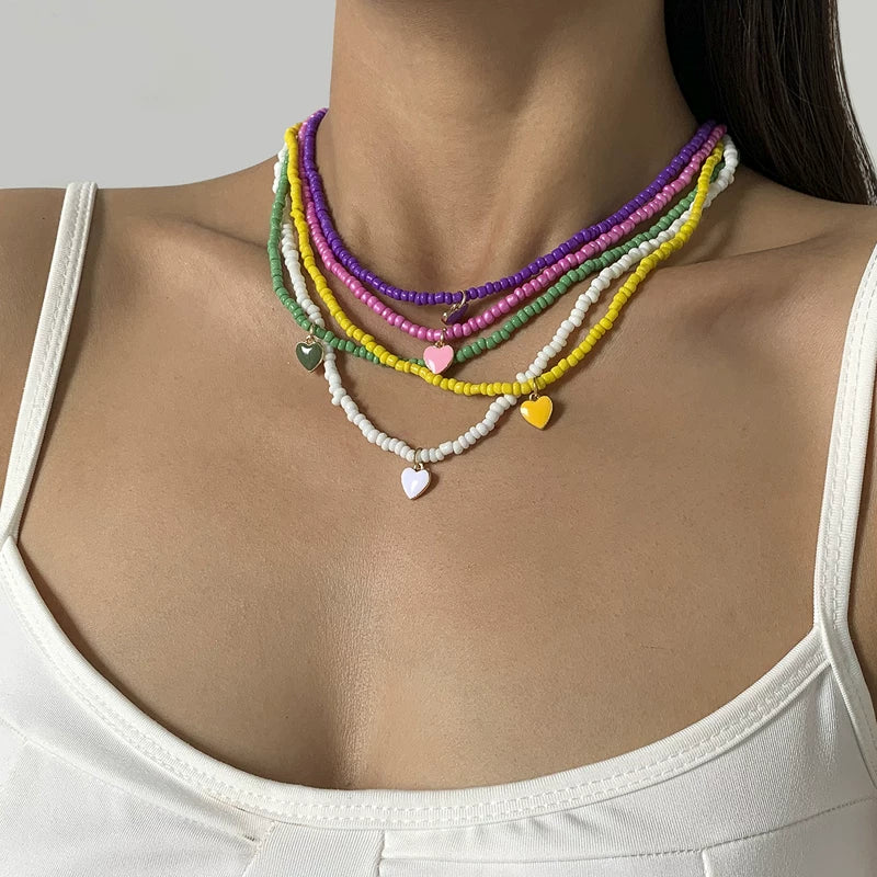 Missy Jewelry - Lianny Beaded Heart Pendant Necklace