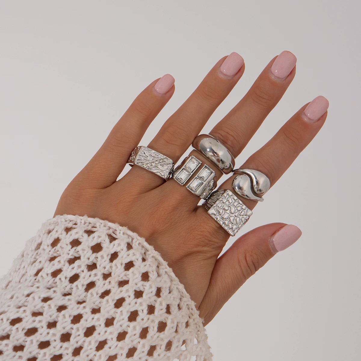 Missy Jewelry - Maddie 5-Piece Textured Ring Set