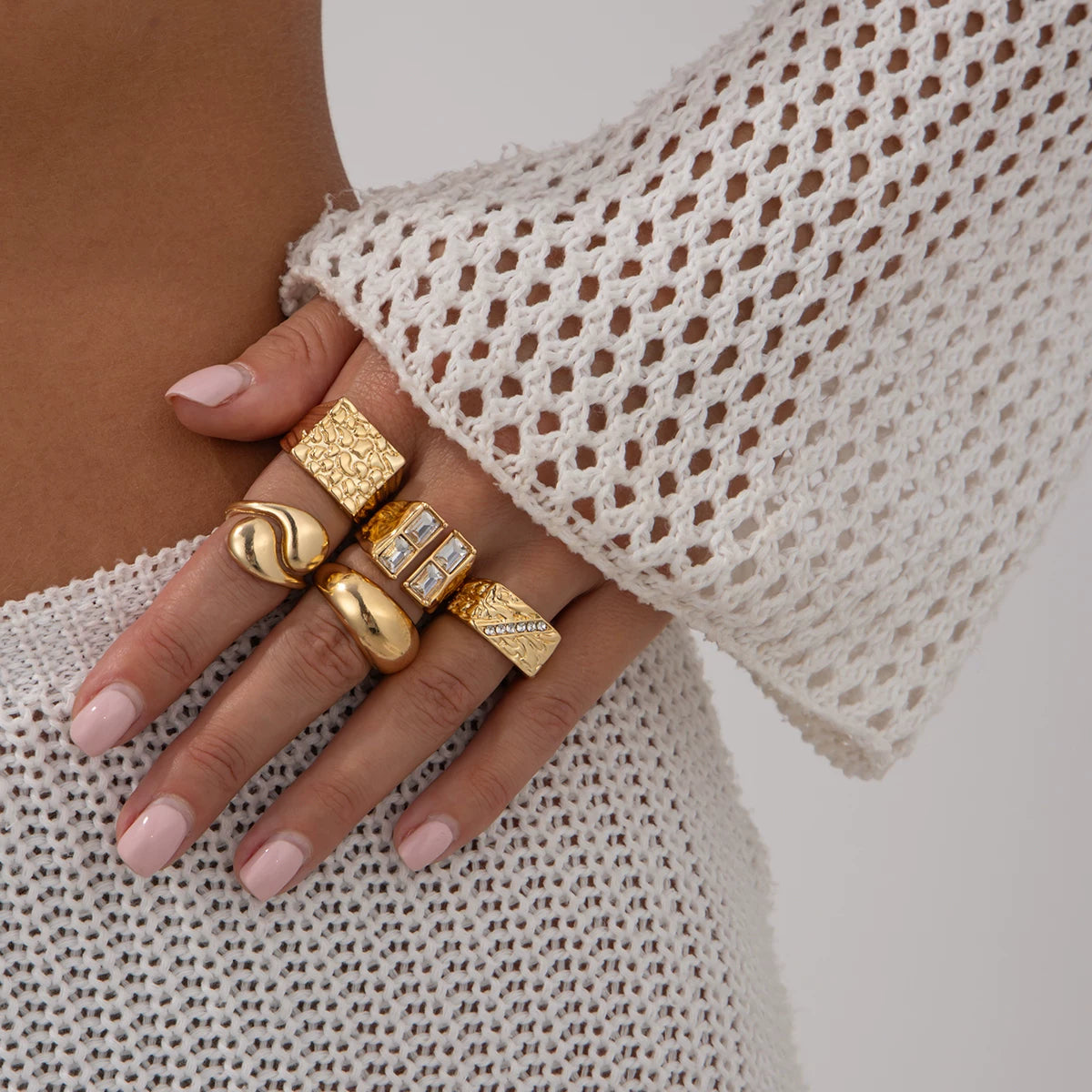 Missy Jewelry - Maddie 5-Piece Textured Ring Set