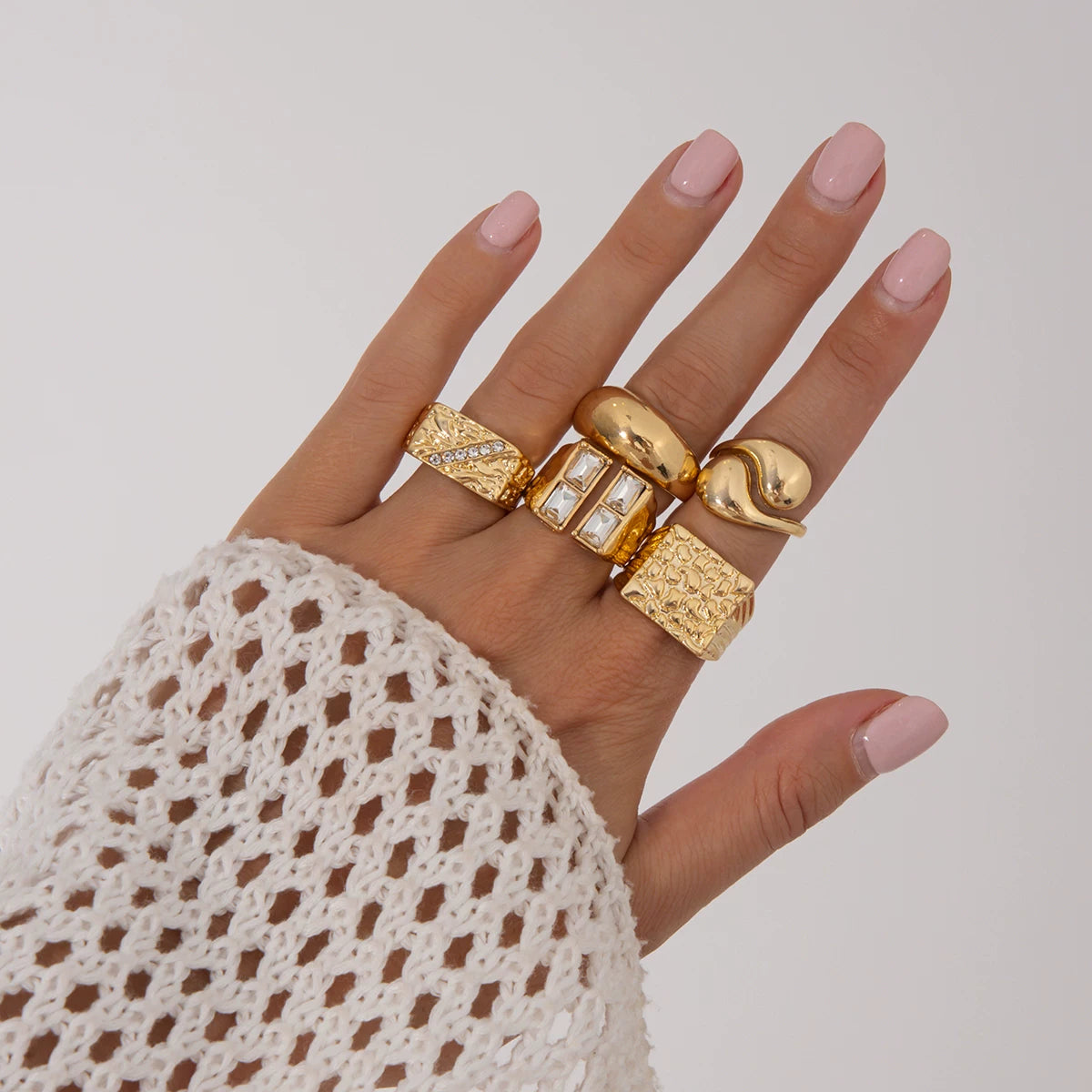 Missy Jewelry - Maddie 5-Piece Textured Ring Set