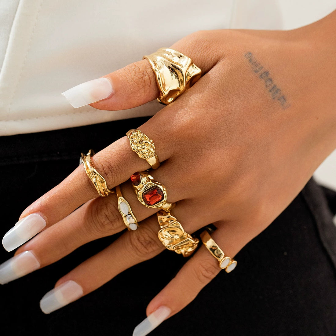 Missy Jewelry - Makinlee Irregular Textured Ring Set