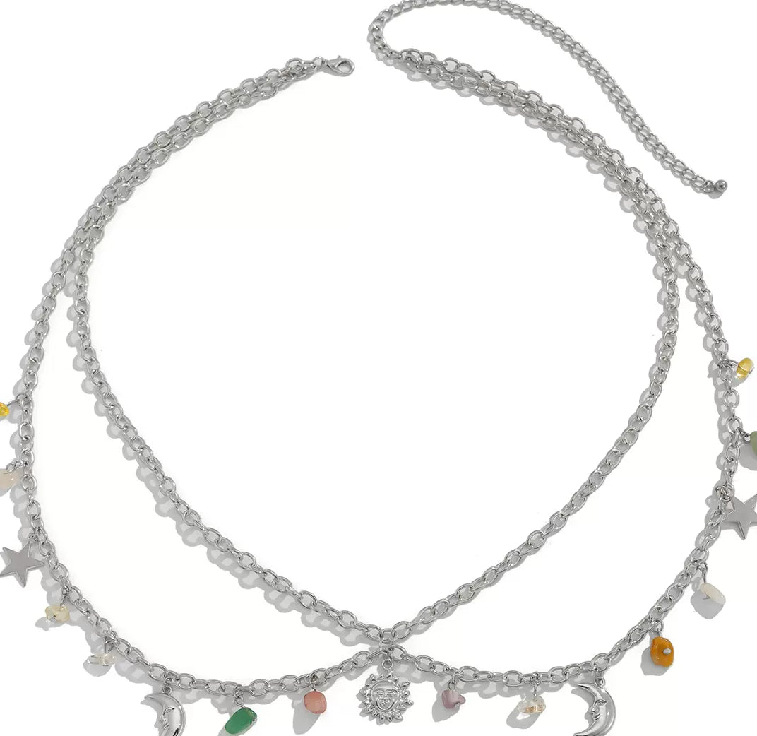 Missy Jewelry - Malky Celestial Charm Waist Chain - Silver Color