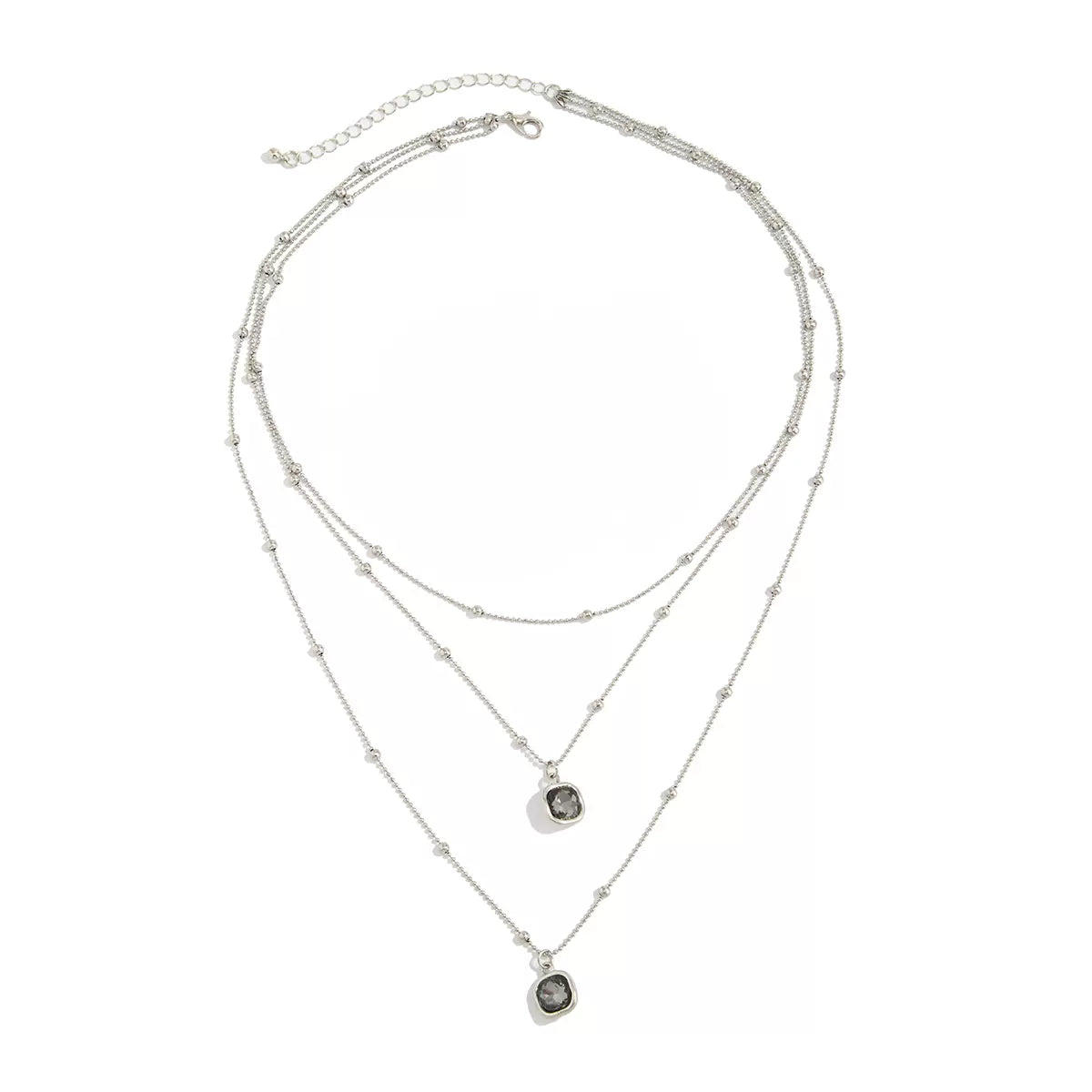 Missy Jewelry - Maryama Triple Layered Pendant Necklace - Silver Tone Color