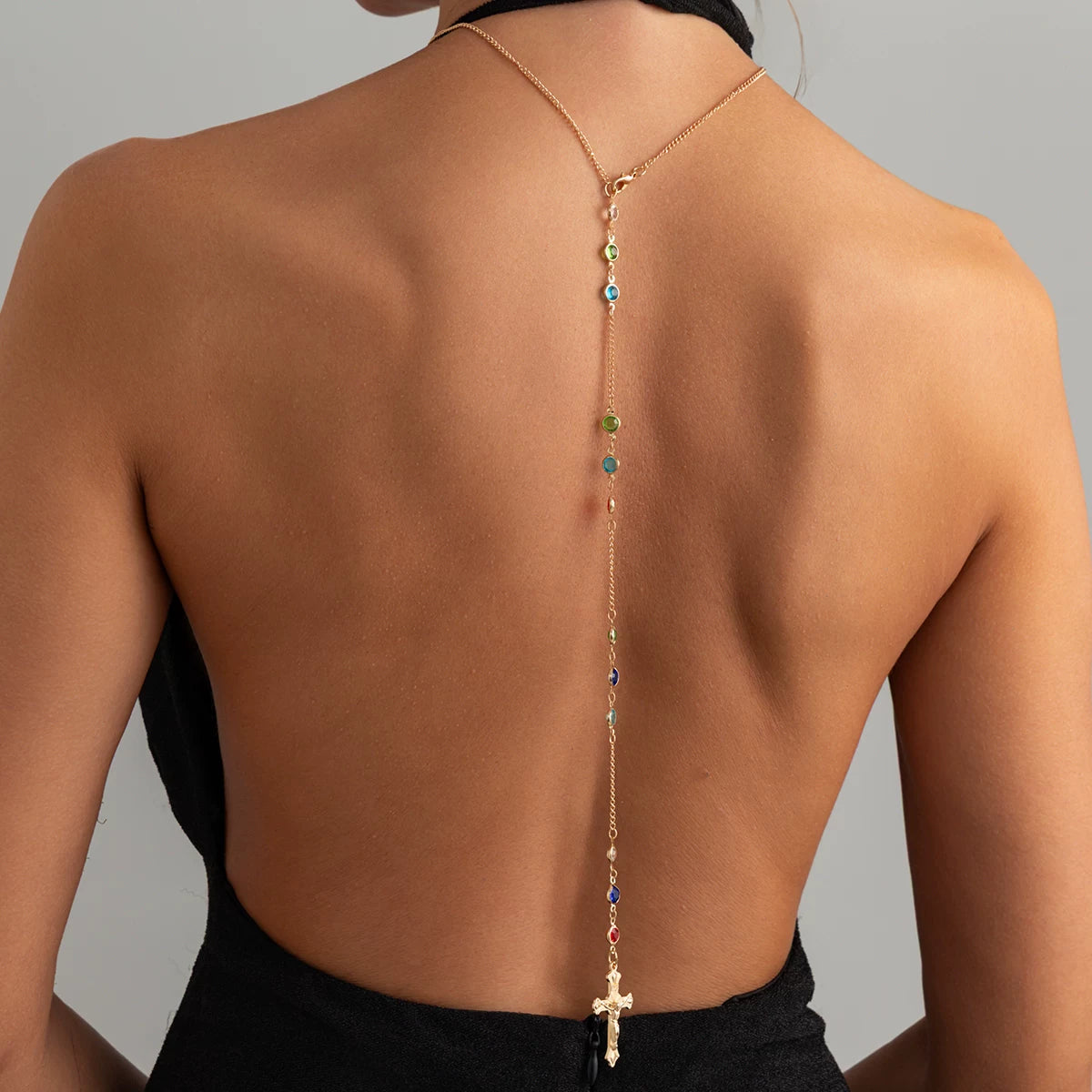 Missy Jewelry - Mayte Crystal Cross Back Chain