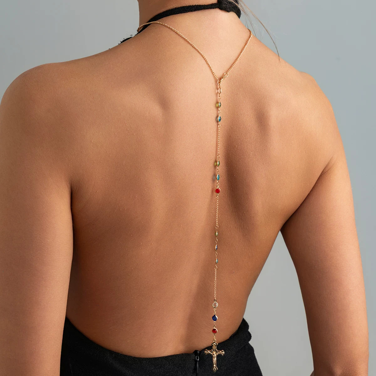 Missy Jewelry - Mayte Crystal Cross Back Chain