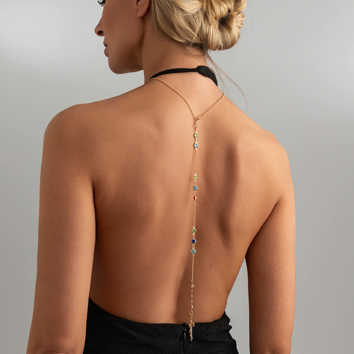 Missy Jewelry - Mayte Crystal Cross Back Chain - Gold Color