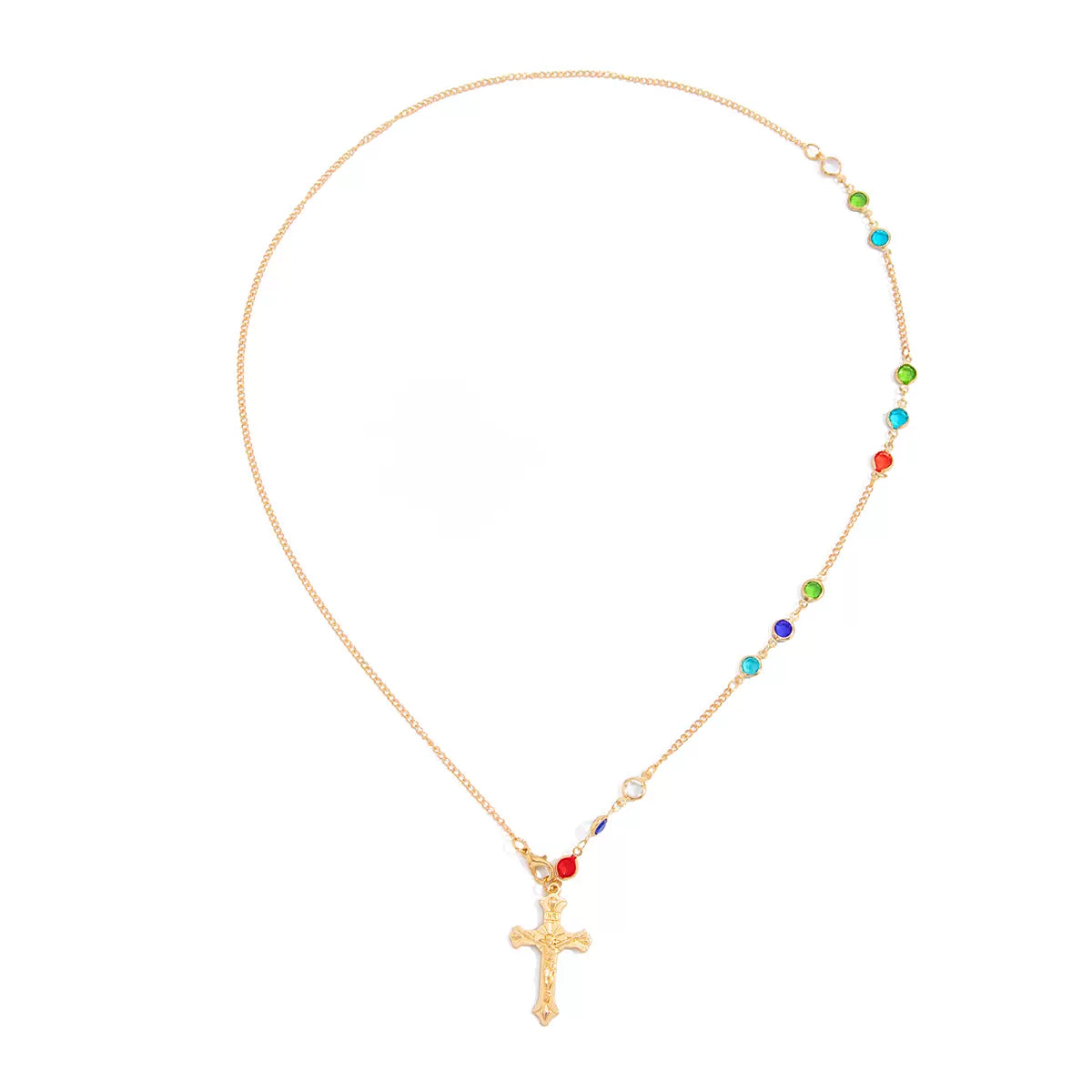 Missy Jewelry - Mayte Crystal Cross Back Chain - Gold Color
