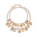 Missy Jewelry - Meryem Heart Charm Layered Necklace - Gold Color