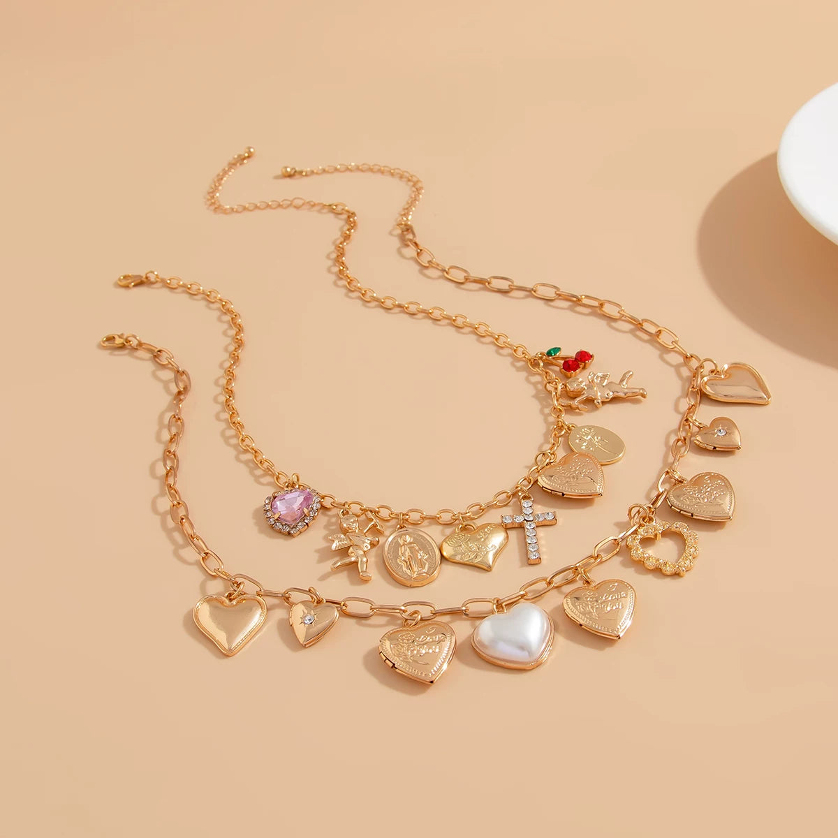 Missy Jewelry - Meryem Heart Charm Layered Necklace