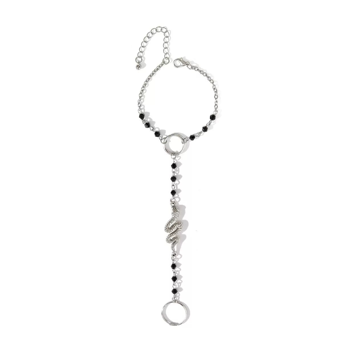 Missy Jewelry - Mirra Snake Motif Hand Chain - Silver Color
