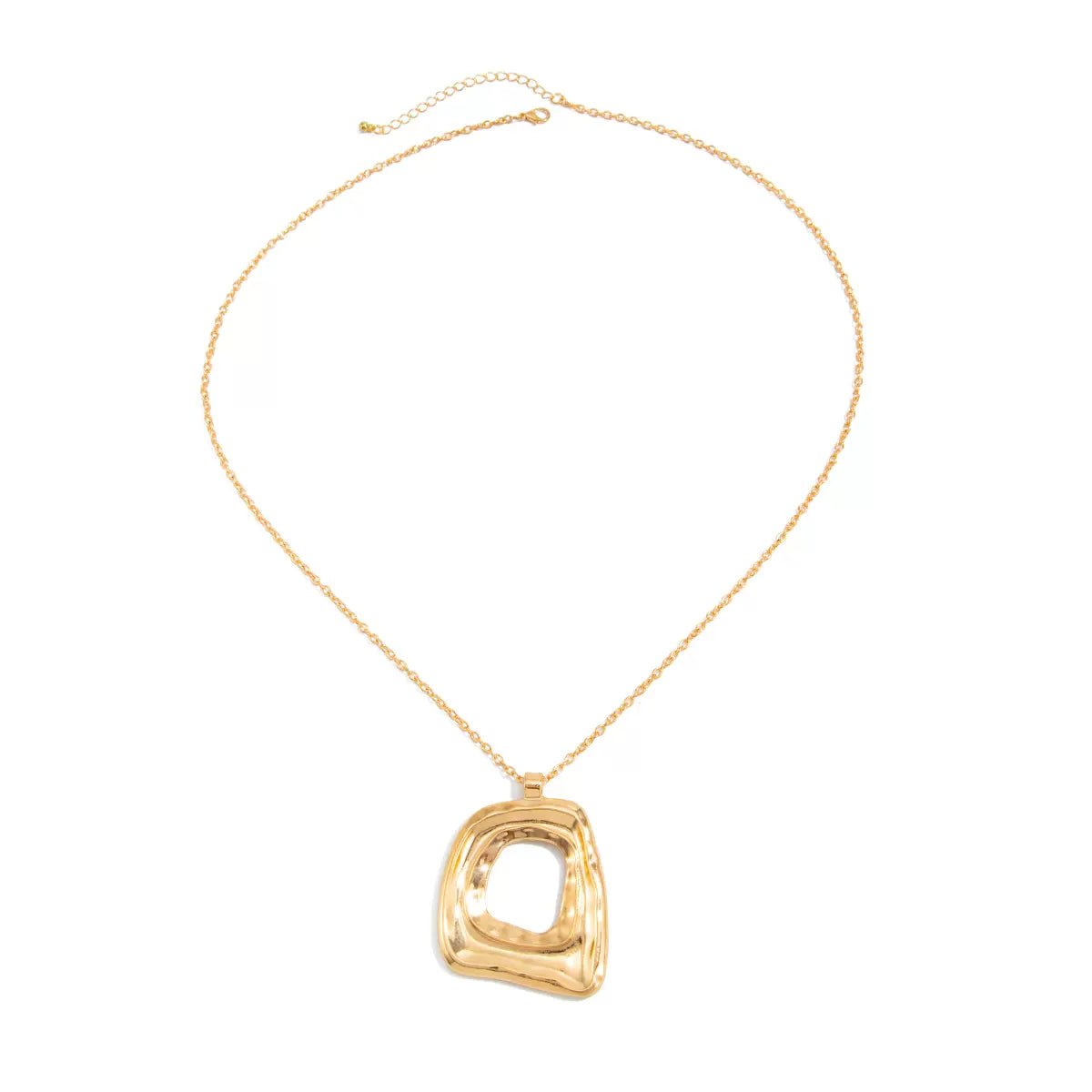 Missy Jewelry - Morgan Irregular Square Pendant Necklace - Gold Color