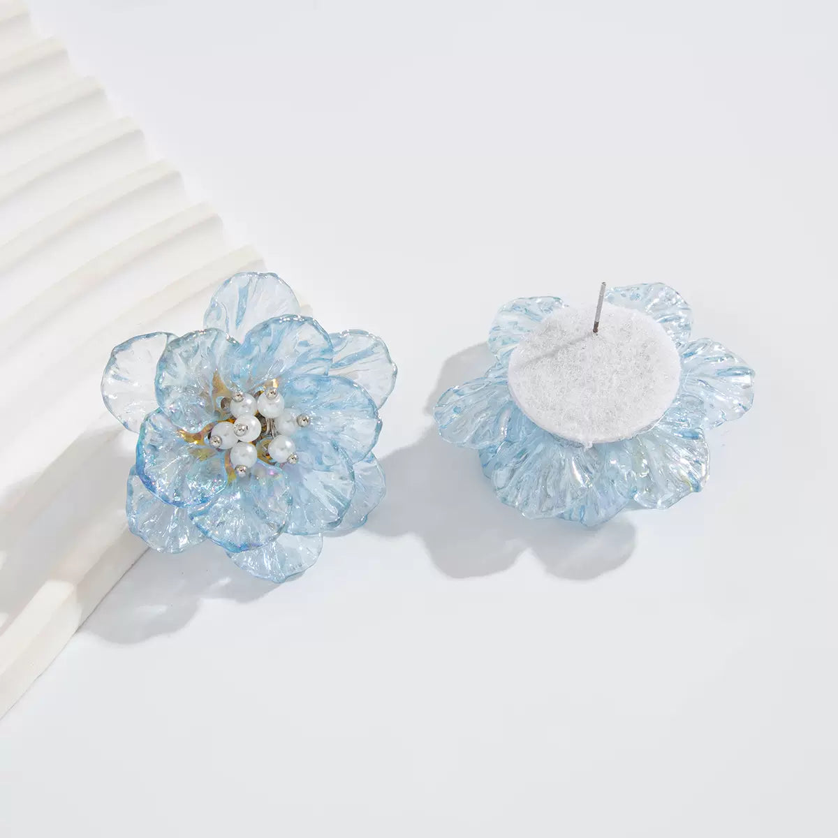 Missy Jewelry - Neema Floral Acrylic Stud Earrings - Blue Color