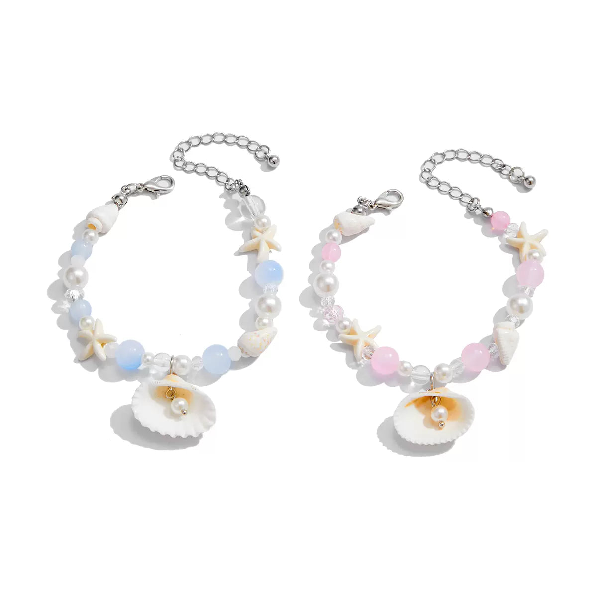 Missy Jewelry - Ohana Pearl Starfish Bracelet Set - Silver Style 2 Color