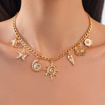 Missy Jewelry - Raquel Seaside Charm Statement Necklace - Gold Color