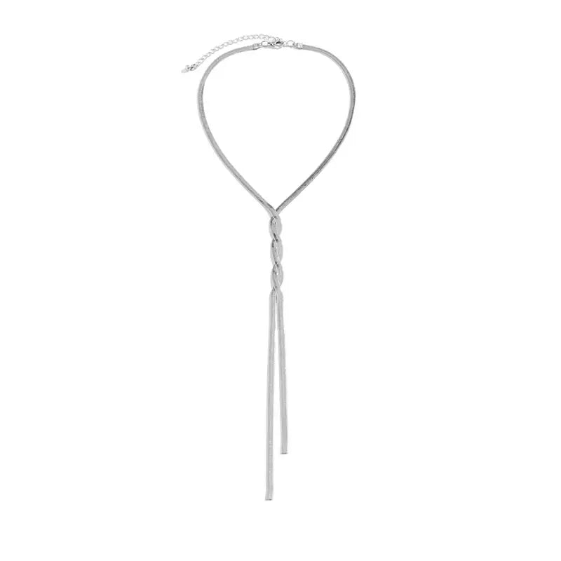 Missy Jewelry - Romy Woven Snake Chain Necklace - Silver Color