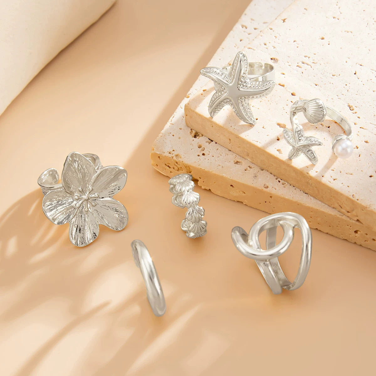 Missy Jewelry - Seerat 6-Piece Starfish Ring Set