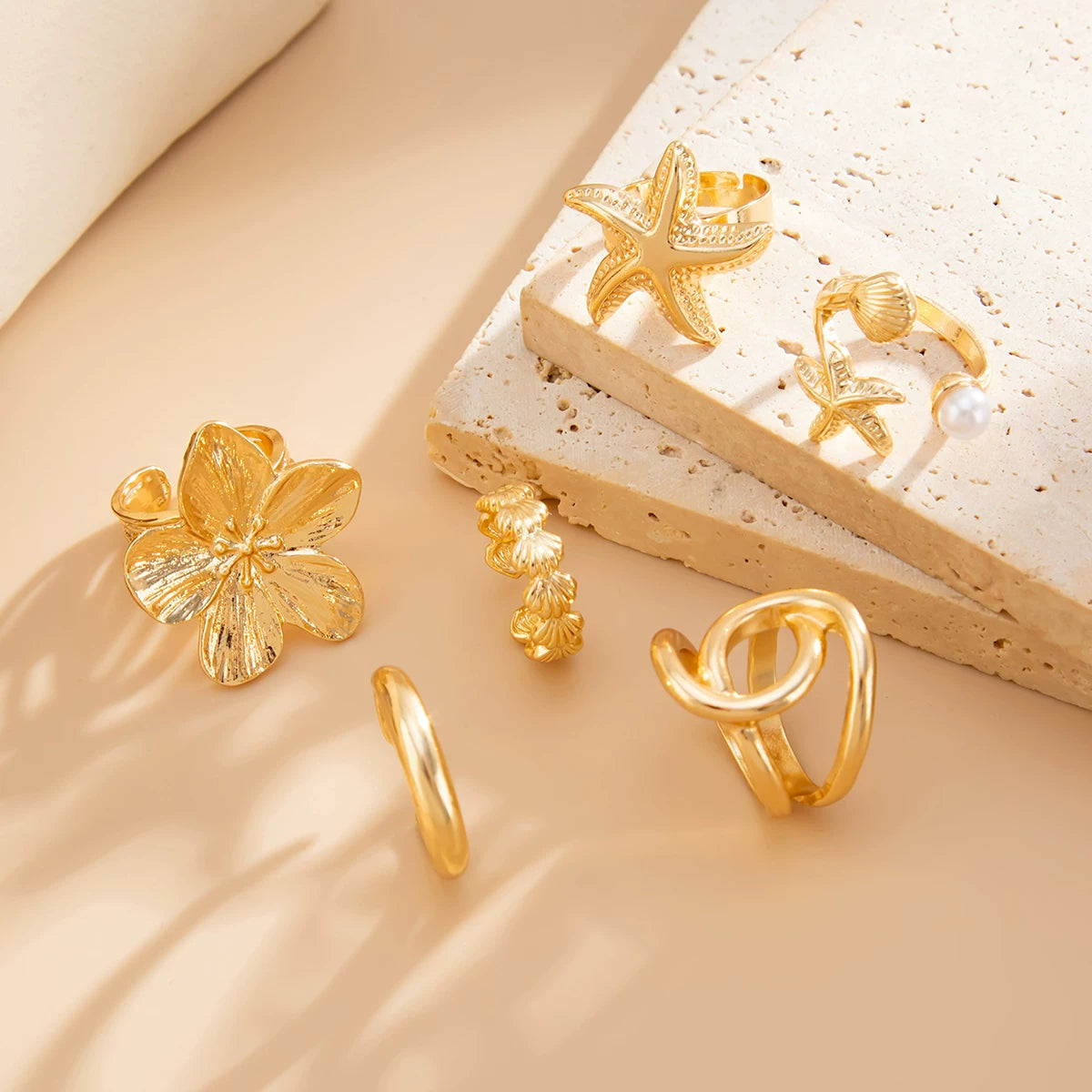 Missy Jewelry - Seerat 6-Piece Starfish Ring Set