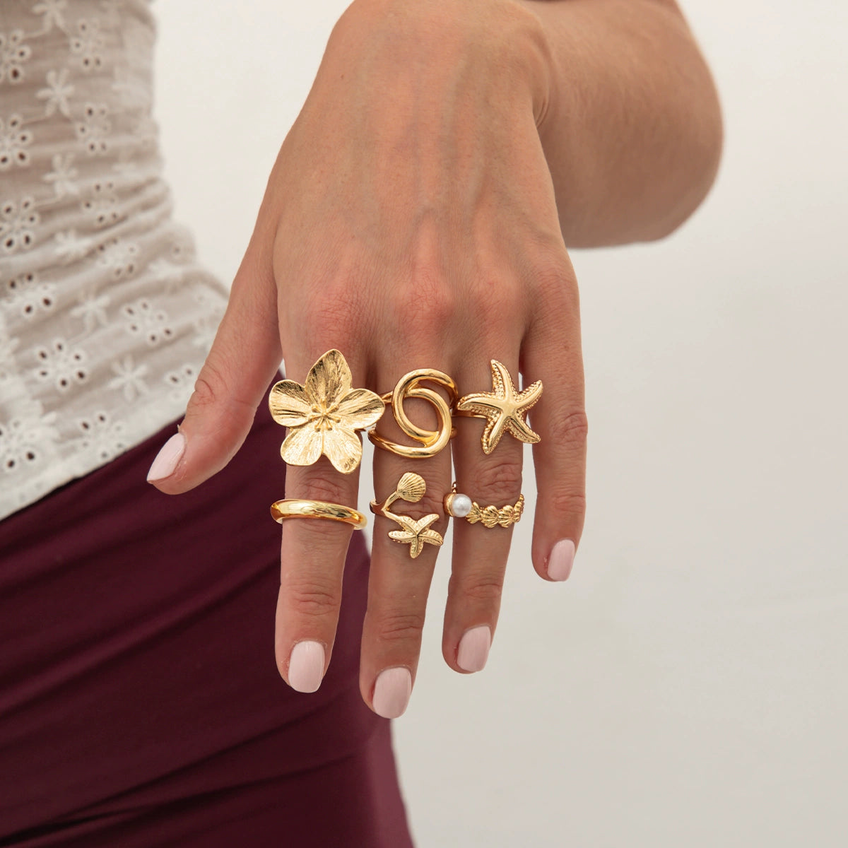 Missy Jewelry - Seerat 6-Piece Starfish Ring Set